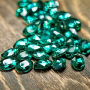 Кабошон стекло Кристалл, овальный, цвет Blue Zircon, 14х10 мм