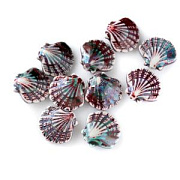 Бусина, керамика "Лавровый гребешок", бордовый/голубой, 25-27x27-29.5x10.5-12 мм