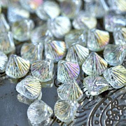Бусина "Шелли", стекло, цвет шампанское АВ с глиттером, 10x10.5x6 мм