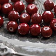 Бусина, стекло 8, окрашенная, цвет бордовый, 8 мм