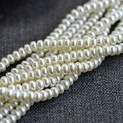 Бусина, имитация жемчуга, стекло 6, картошка, цвет белый, 6х4 мм 