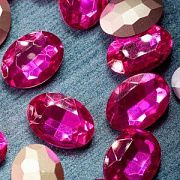 Кабошон стекло Кристалл, овальный, цвет Rose, 25х18 мм