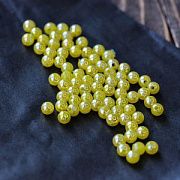 Бусина, акрил 6, цвет желтый радужный, 6 мм (уп 30 +/-3 шт)