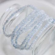 Бусина аквамарин, граненая, цвет голубой, 3 мм, стренд 39 см
