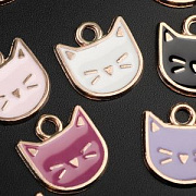 Подвеска металл "Кис-Кис", эмаль, цветовой микс, 14.5x13x1 мм