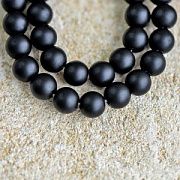 Бусина, стекло 6, матовая, цвет черный, 6 мм