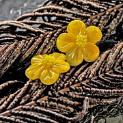 Бусина, Мурано "Лютик", желтый,18х18 мм