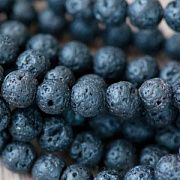 Бусина лава натуральная 6, цвет черный, 6 мм
