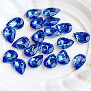 Кабошон стекло Кристалл, каплевидный, цвет Lt.Sapphire, 14х10 мм