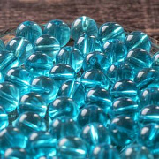 Бусина, стекло 10, цвет светло-бирюзовый, 10 мм