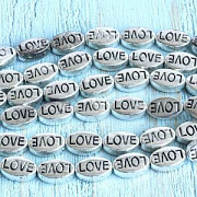 Бусина, металл "LOVE", цвет античное серебро, 10x6x4 мм