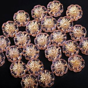 Бусина "Сакура-антик", стекло, цвет розовый, 14-14.5x5.5-6 мм