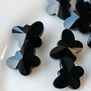 Бусина, стекло, "Бабочка", граненая, цвет черный, 11.5х14.5х8 мм