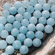 Бусина кварц 8, цвет аквамариновый колорир., 8 мм (стренд 12 шт.)