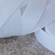 Лента репсовая, цвет белый, ширина 25 мм