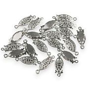 Замочек-рыбка для жемчуга, цвет платина, 7x20x2.8 мм