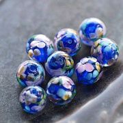 Бусина, Лэмпворк "Лепестки", стекло, цвет синий, 11.5х12.5 мм