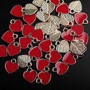 Подвеска металл "Сердечко", эмаль, цвет красный, 12x10x2 мм