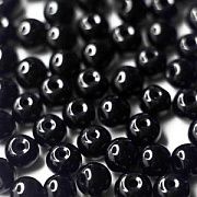 Бусина, имитация нефрита, стекло 6, цвет черный, 6 мм