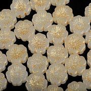 Бусина "Сакура-антик", стекло, цвет сливочный, 14-14.5x5.5-6 мм