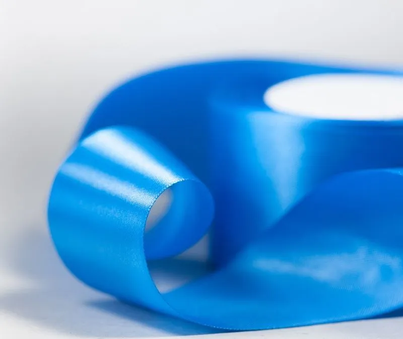 лента, атлас, цвет голубой яркий, ширина 50 мм ленты