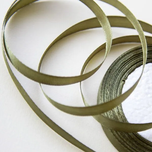 лента, атлас, цвет зеленый оливковый, ширина 10 мм ленты