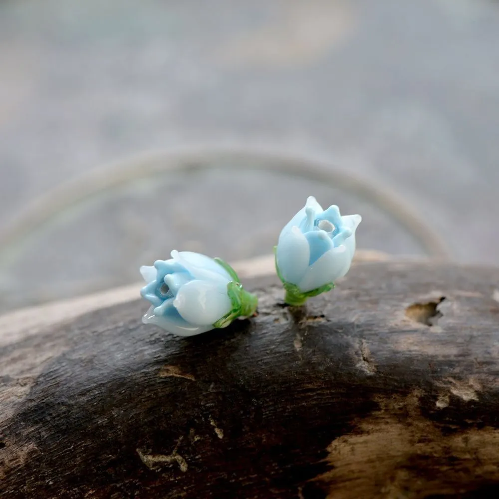 бусина, мурано "колокольчик", фигурная, голубой, 17х14 мм