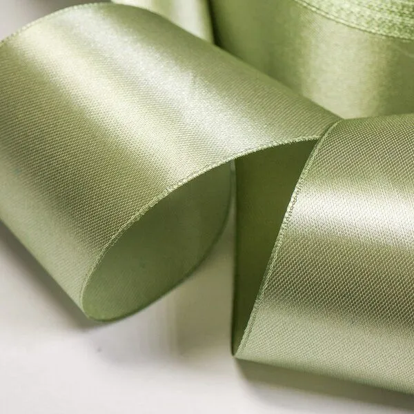 лента, атлас, цвет серо-зеленый светлый, ширина 50 мм ленты