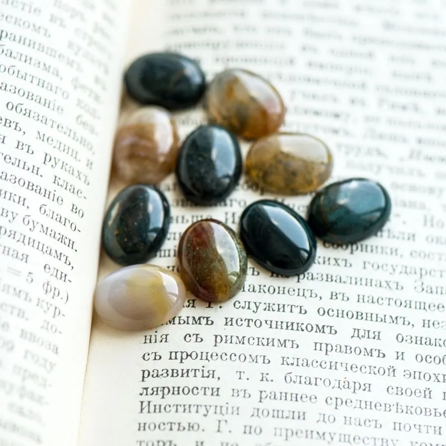 кабошон агат индийский овальный, природные тона, 16x12x5 мм