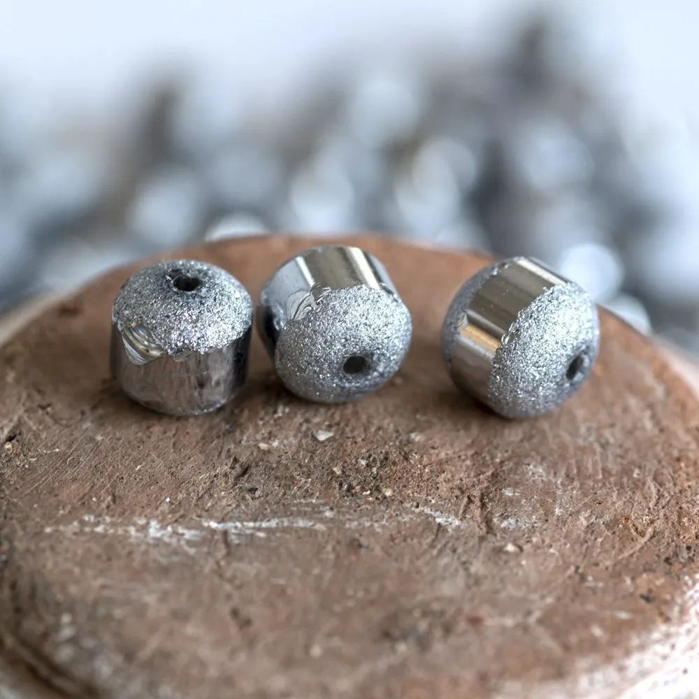 бусина, стекло 8, цвет серебряный металлик, 8 мм