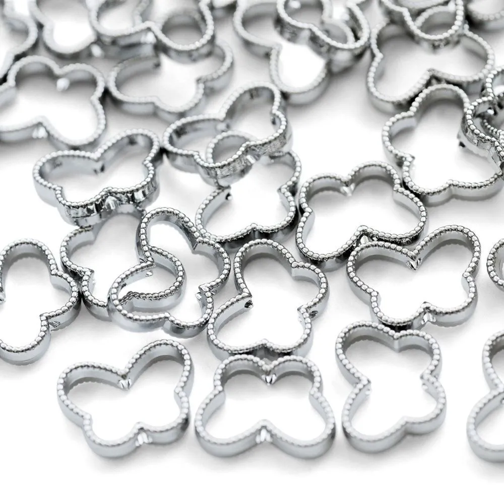 рамка для бусин "бабочка", цвет платина, 13x17.5x5x4 мм