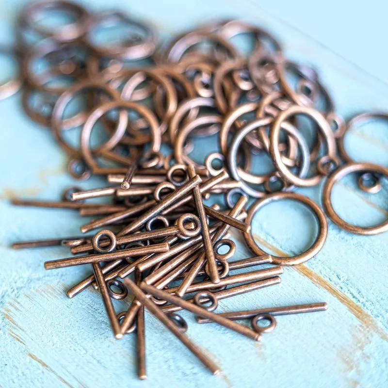 Замочки тоггл "раунд", цвет медь, 15х2 мм