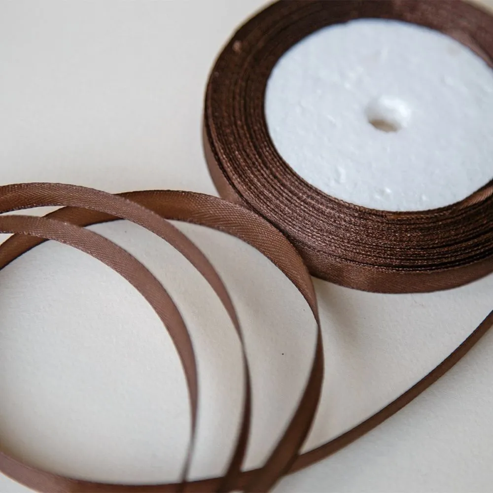 лента, атлас, цвет коричневый, ширина 10 мм ленты