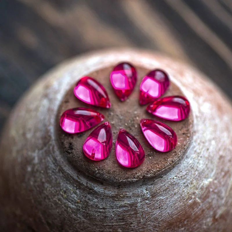 стразы пришивные "капля", акрил, цвет розовый яркий, 15х9х6 мм