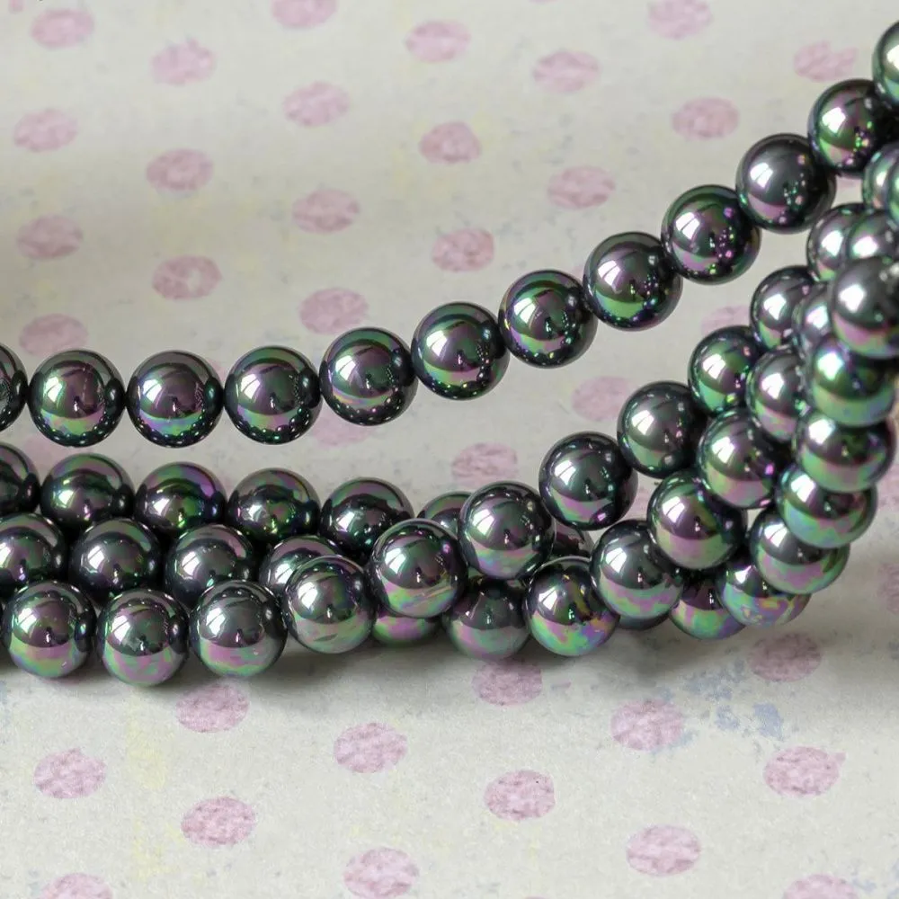 ракушечный жемчуг круглый, класс "а", цвет черный, 8 мм