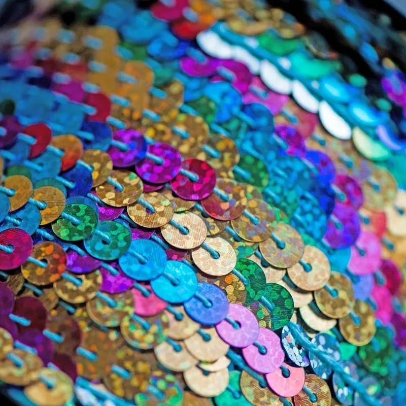 пайетки на нити, цвет радужный глиттер, диаметр 6 мм