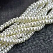 Бусина, имитация жемчуга, стекло 6, картошка, цвет белый, 6х4 мм 