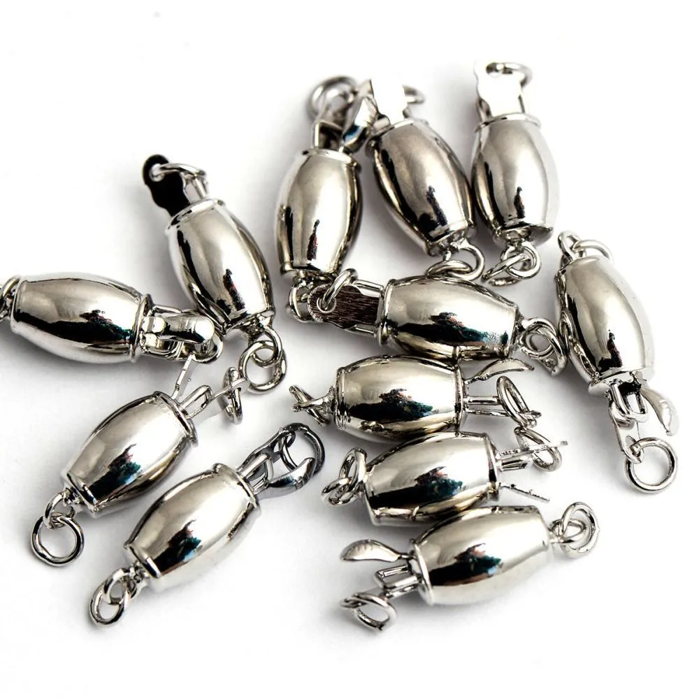 замок для украшений "буллет", цвет платина, 16x6 мм