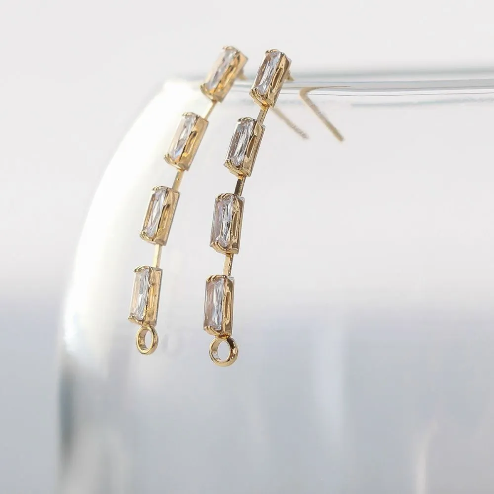 пуссеты "гэлакси", с цирконием, позолоченные, 32.5x2 мм 