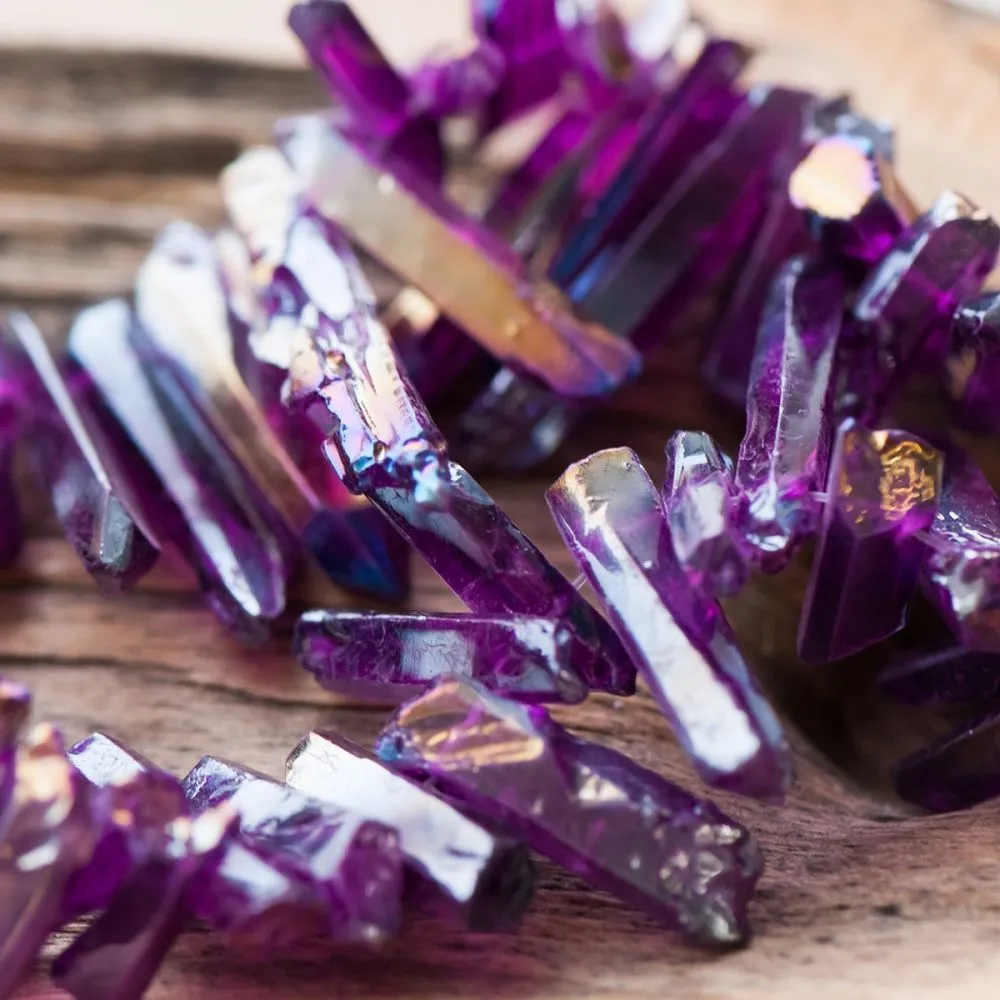 бусина горный хрусталь, осколки, цвет фиолетовый радужный, 4-10x4-6x2-4 мм (уп.20 г)