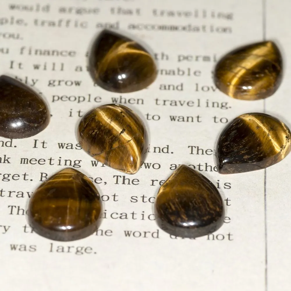 кабошон тигровый глаз каплевидный, цвет коричневый, 18x13x5 мм