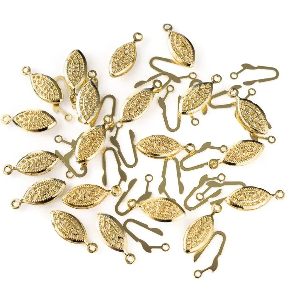 замочек-рыбка для жемчуга, позолота, 22x7x3.5 мм