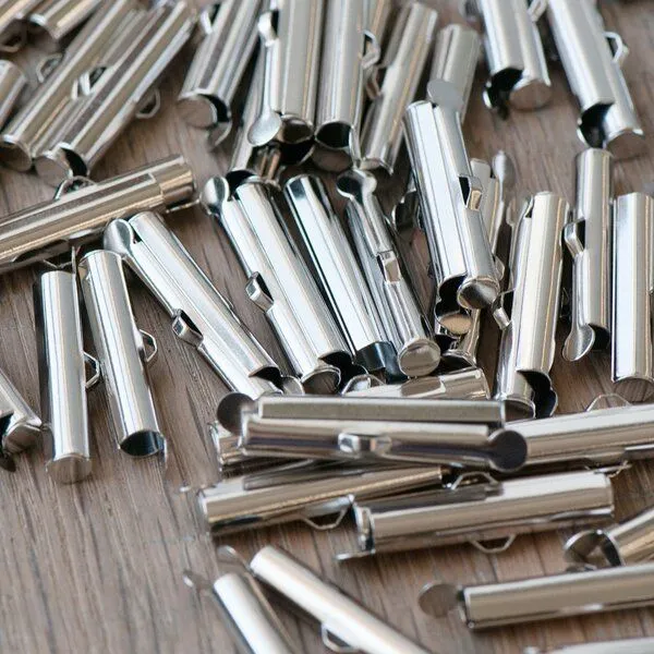 застежка для бисерного полотна, цвет платина, 26х5 мм