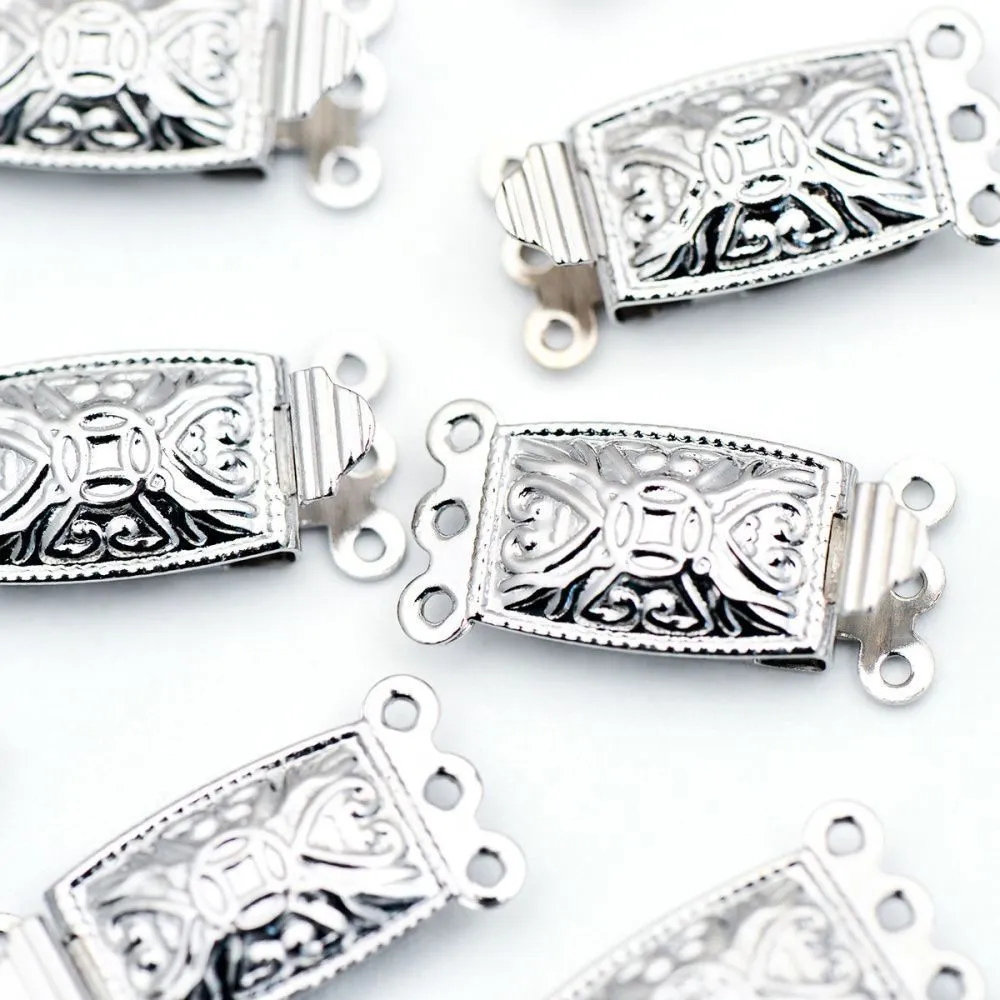 замочек мульти-стренд, цвет платина, 21x10x5 мм