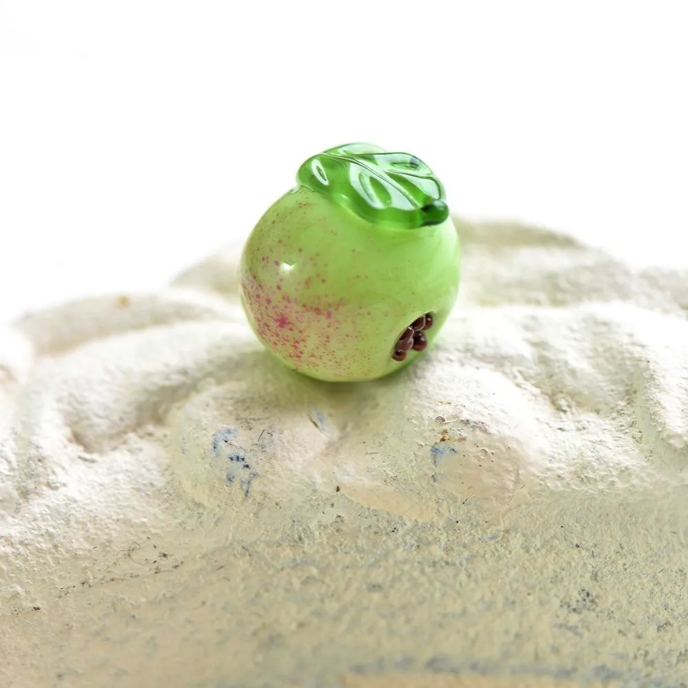 бусина, мурано "яблоко", зеленый, 15х14 мм