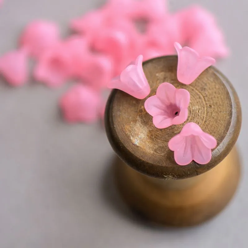 бусина, акрил "колокольчик", матовая, цвет розовый, 14x10 мм