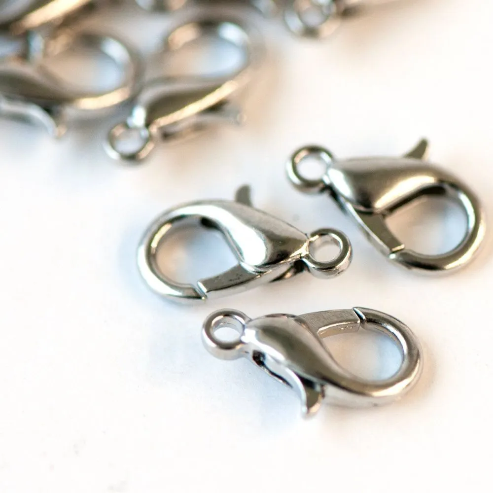 Замочки замочек-лобстер, цвет платина, 8х14 мм