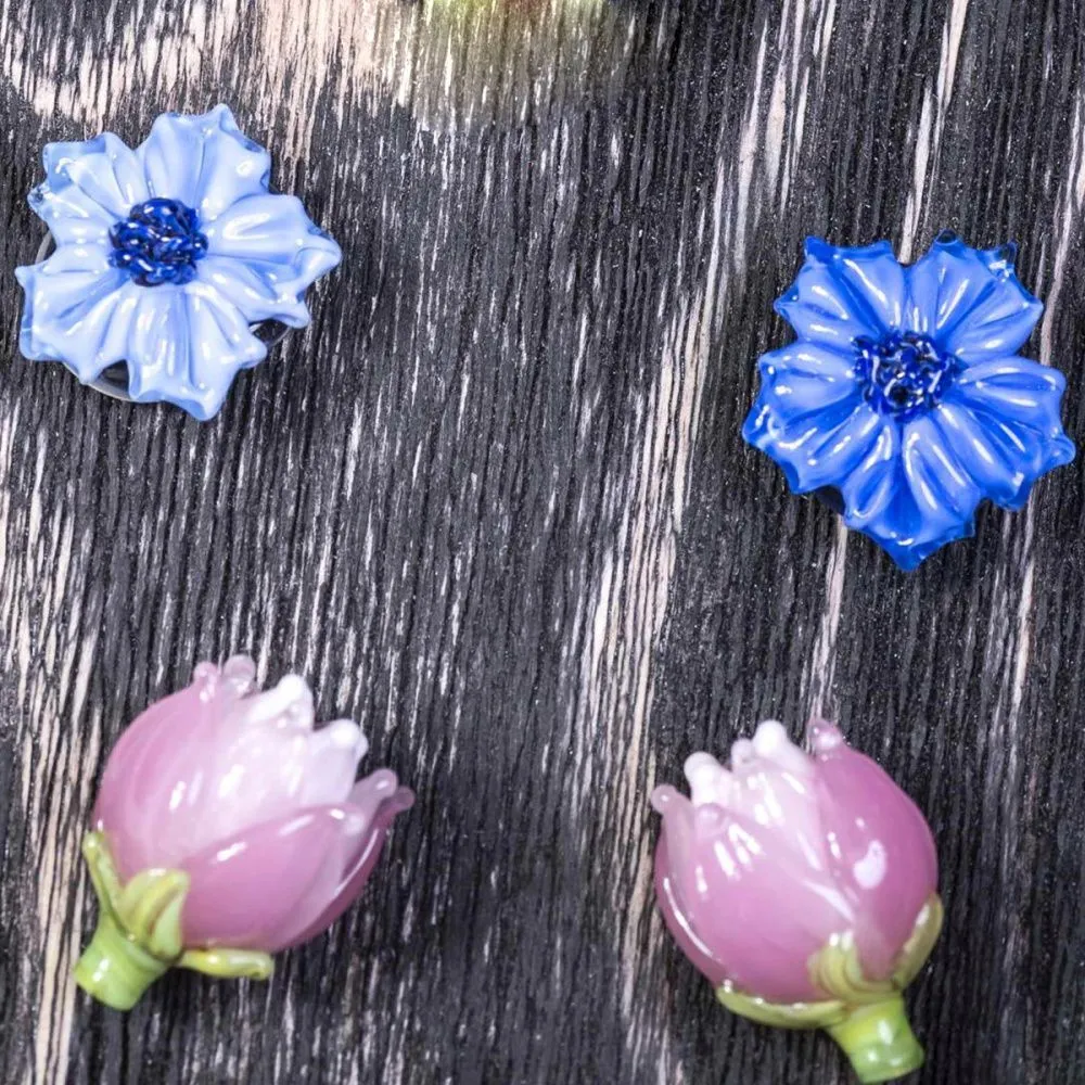 бусина, мурано "василек", фигурная, барвинковый, 20х9 мм