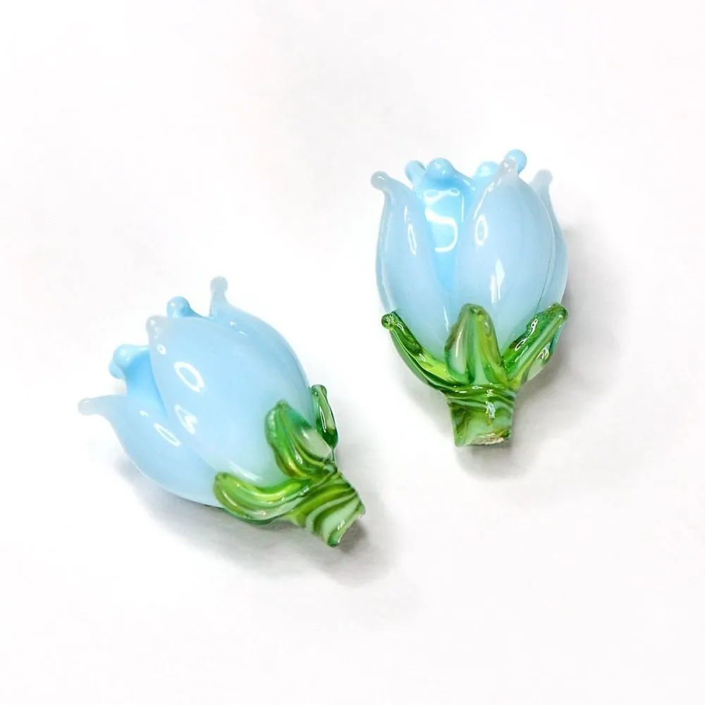 бусина, мурано "колокольчик", фигурная, голубой, 17х14 мм