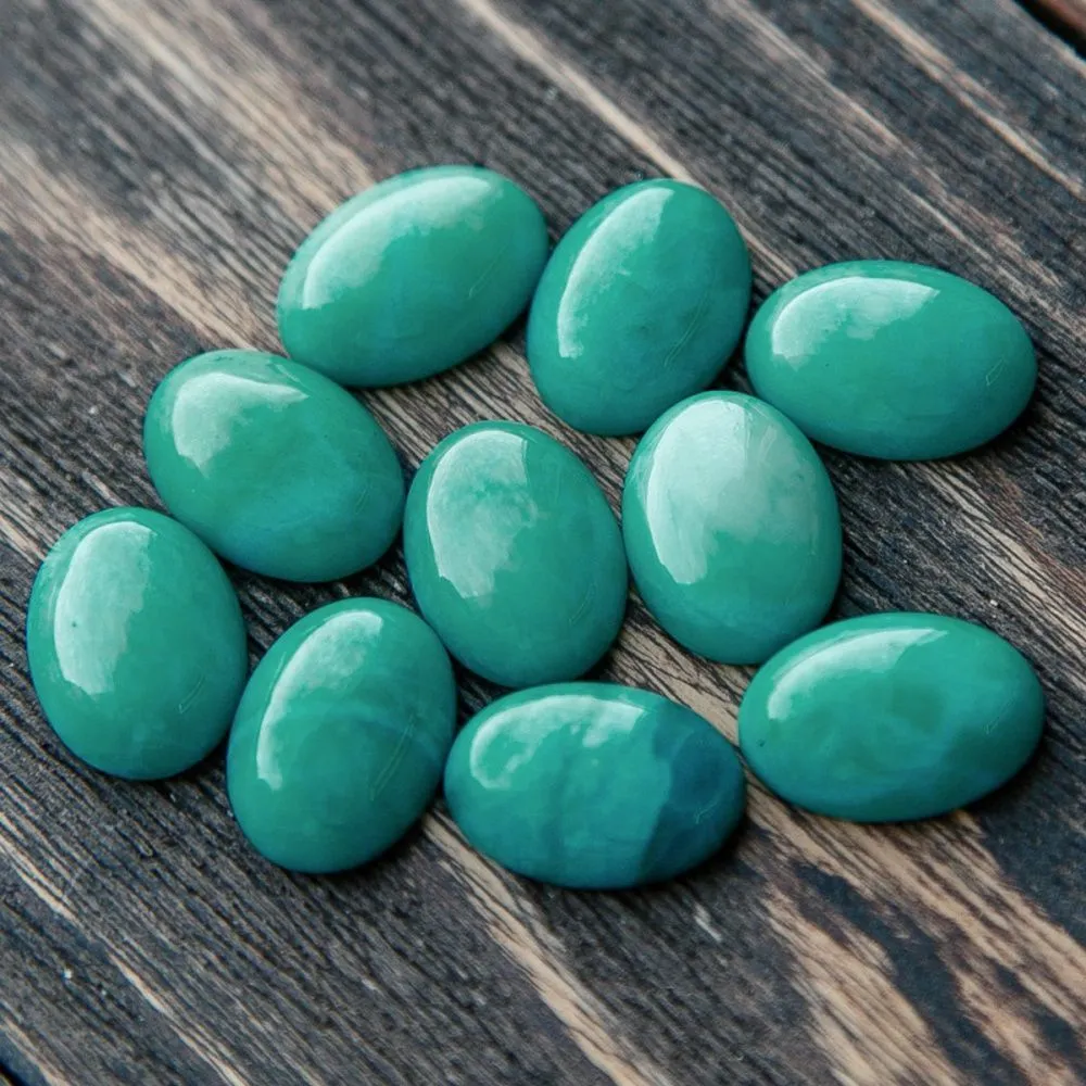 кабошон амазонит синтетич. овальный, цвет бирюзовый, 18x13x6 мм